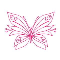 Fototapeta na wymiar Butterfly contour vector drawing. Insect butterfly coloring book.