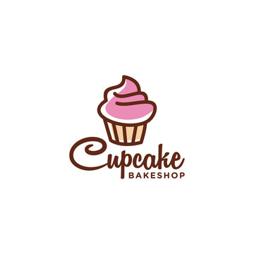 Minimalist cupcake bakery logo design
