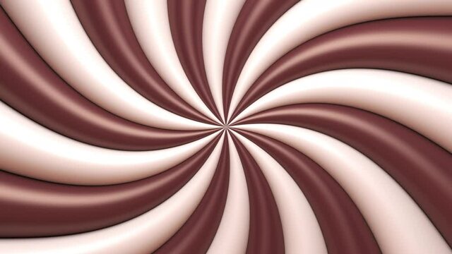Sweet milk chocolate and cream twisted background. Seamless loop. 3d rendering