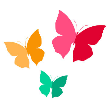 Butterflies decoration. Three color butterflies. Vector illustration