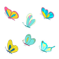 Fototapeta na wymiar A set of vector butterflies. Different colorful butterflies.
