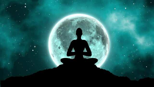 Yoga meditation under the full moon