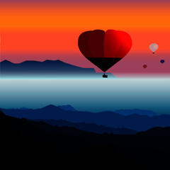 Fototapeta premium Hot air balloon over the lake