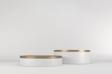 Roman podium white for cosmetic product on background granite white. 3d rendering