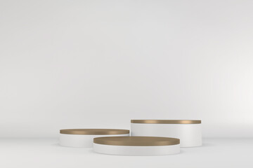 Roman podium white for cosmetic product on background granite white. 3d rendering