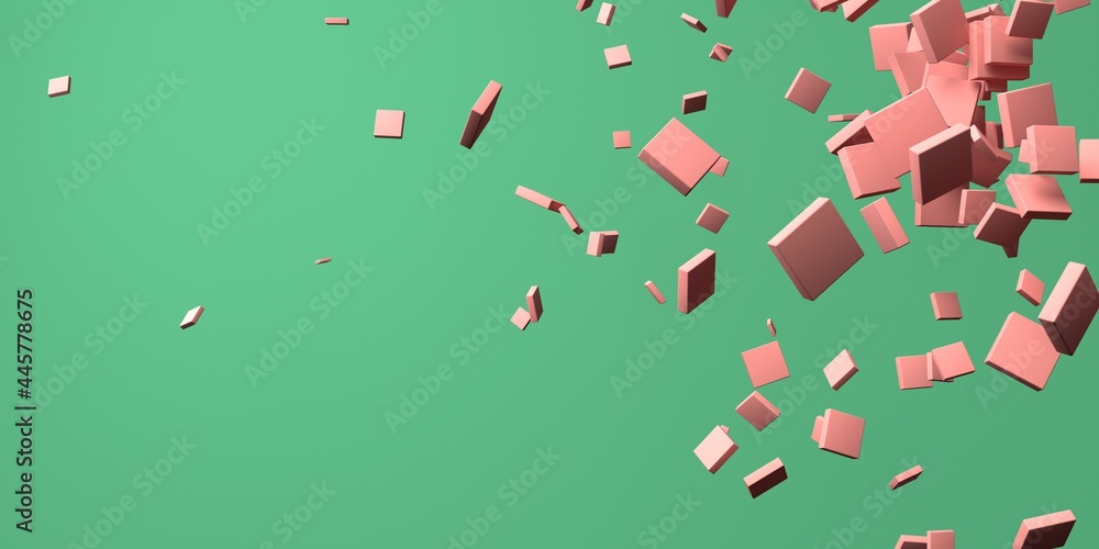 Poster 3d render of different size of square shapes