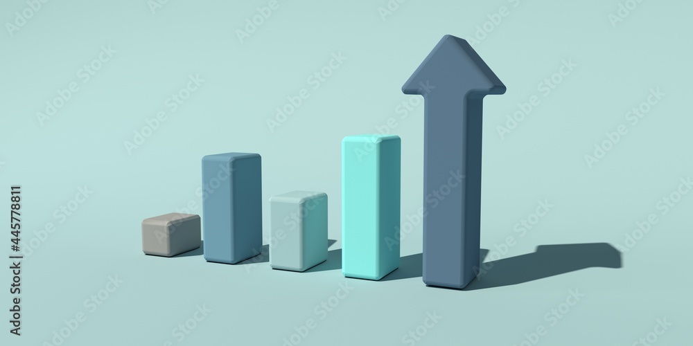 Poster upward bar graph and arrow