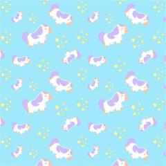 Unicorn with stars. Pattern with unicorn. Vector illustration.