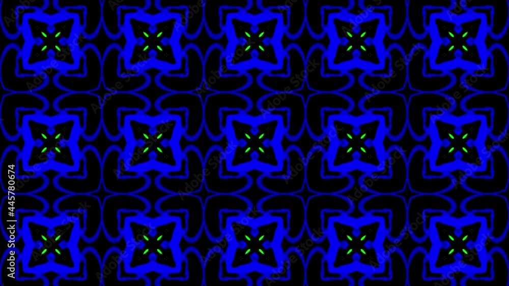 Poster an abstract kaleidoscope of blue-green irregular shapes. 4k. abstract multicolored motion graphics b