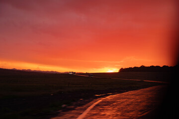 sunset on the road