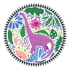 Brachiosaurus, sauropod dinosaur cartoon character. Funny animal © MichiruKayo