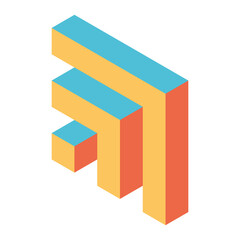 Abstract object of cubes. Retro colored. Isometric 3D vector object.