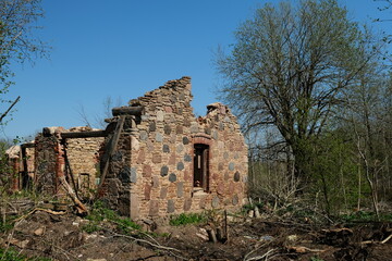 ruins of the manor of Baron Korf in the village of Pervoe Maya Kingiseppsky district Leningrad region Russia