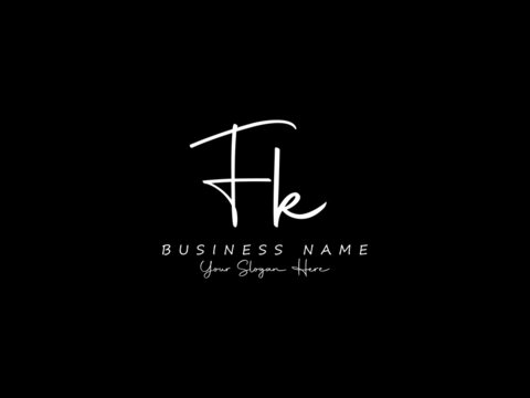 Letter FK Logo, signature fk logo icon vector image design for business