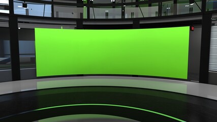 3D Virtual TV Studio News, Backdrop For TV Shows .TV On Wall.3D Virtual News Studio Background,3d illustration 