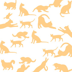 cats seamless pattern. Pastel palette ideal for printing baby te[tiles and fabrics