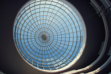 background with a round glass window in the ceiling in the modernist new eyes of the building