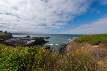 Beautiful summer views of the majestic Oregon Coast, Yaquina Bay State Park, Newport Oregon