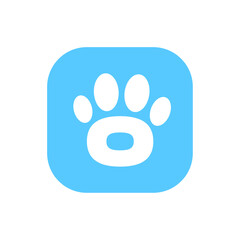 Fototapeta premium Vector pet paw icon. Blue color. On a White isolated background. Logo concept