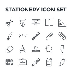 stationery set icon, isolated stationery set sign icon, vector illustration