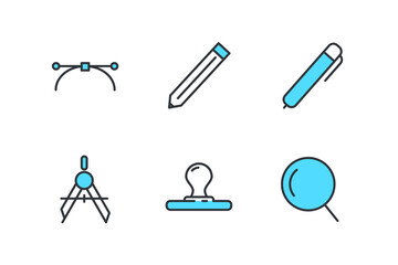 stationery set icon, isolated stationery set sign icon, vector illustration