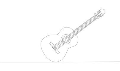 Animation of continuous line drawing of big acoustic guitar.