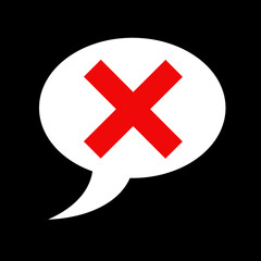 Censorship and censored speech - Silenced and muted speech bubble and dialogue balloon with cross - erase and delete of talk and conversation. Vector illustration. - obrazy, fototapety, plakaty