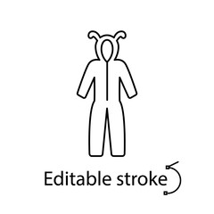 Funny jumpsuit outline icon. Homewear and sleepwear. Customizable linear contour symbol. Editable stroke