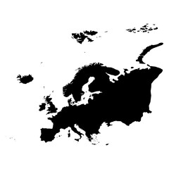 Obraz premium Europe - high detailed continent isolated silhouette map. Simple flat black vector illustration.