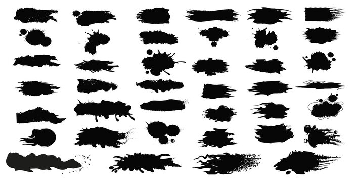 Different strokes of black paint on a white background - Vector