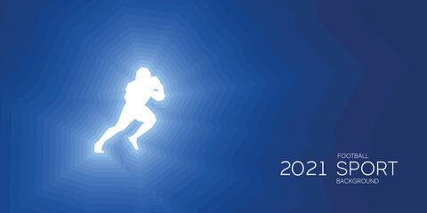 Fototapeta premium Football sport shining silhouette 2021 new abstract modern blue background banner