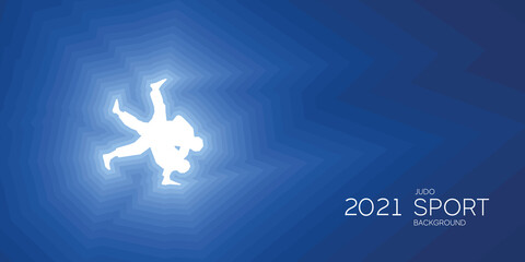 Judo sport shining silhouette 2021 new abstract modern blue background banner