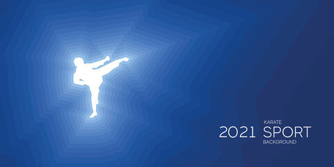 Karate sport shining silhouette 2021 new abstract modern blue background banner