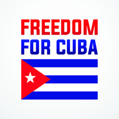 Freedom for Cuba, modern creative minimalist banner, design concept, social media post, template with blue and red text on a light background with the Cuban flag