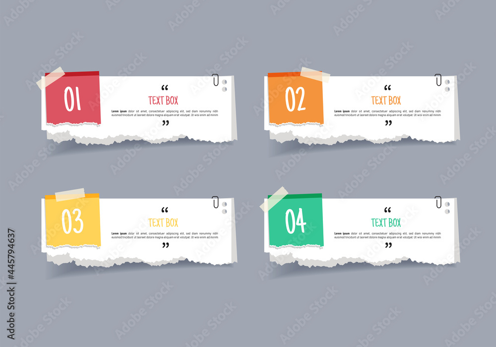 Poster Text box design with note papers.	