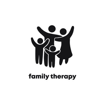 Black and white family therapy icon design