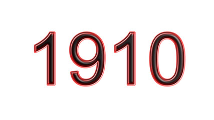 red 1910 number 3d effect white background