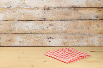 Empty wooden table on old background, rustic style, harvest concept, mock up for design and product...