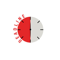 Business deadline vector concept with businessman hanging on clock face. Symbol of time management, stress, pressure, hard work. Eps10 illustration.
