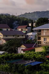 houses on hills on summertime