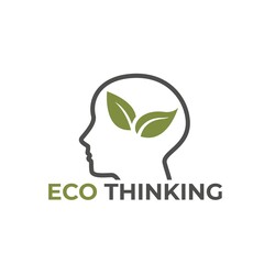 eco thinking icon. eco friendly and environment symbol. human head and leaf