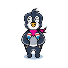 cartoon animal cute penguin holding a maracas