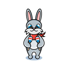cartoon animal cute rabbit holding a maracas