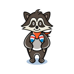 cartoon animal cute racoon holding a maracas