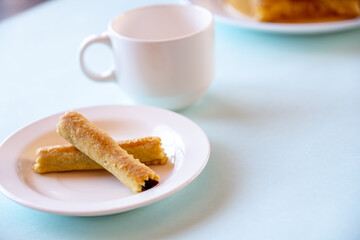 Arabic sweets. Traditional eid semolina maamoul or mamoul cookies with dates and  walnuts