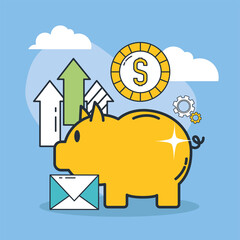 piggy bank with money and finance