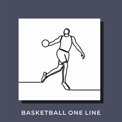 man play basketball jump shoot one line art continuous