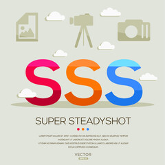 SSS mean (Super Steady Shot) photography abbreviations ,letters and icons ,Vector illustration.