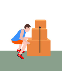 physics. a man lifts a load. Lifting force. load lifting