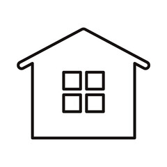シンプルな家の白黒細線アイコン/白背景